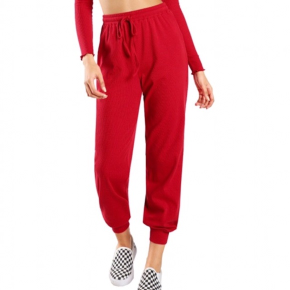 2 PIECES TUBE CROP TOP/ DRAWSTRING TERRY PANTS SET - Picture 6 of 8